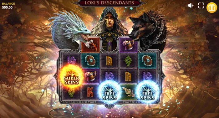 Loki's Descendants - Serpent ფუნქციის გააქტიურება დიაგონალური Wild სიმბოლოებით